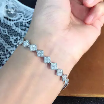 Роскошный квадратный бриллиантовый браслет Aazuo, 18K, карат, для женщин, высококлассные модные свадебные помолвки