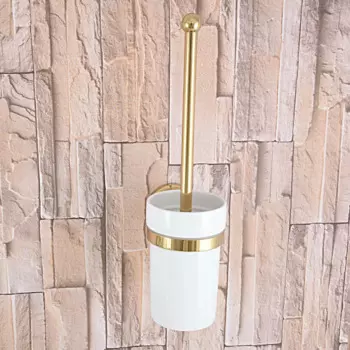 Роскошный латунный настенный держатель для туалетной щетки золотого цвета, набор аксессуаров для ванной комнаты, керамическая чашка Nba595