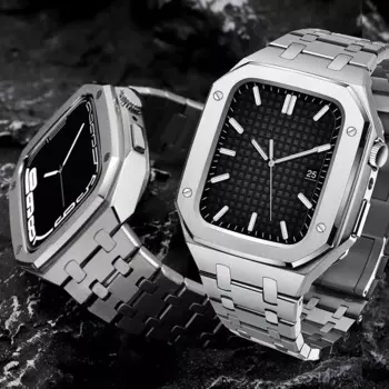 Роскошный Металлический комплект для модификации ремешка для Apple Watch 9 8 7 6 5 4 SE 41 мм 40 мм из нержавеющей стали с 4 винтами