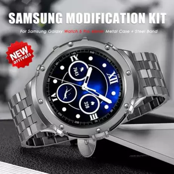 Роскошный металлический ремешок для Samsung Galaxy Watch 5 Pro, комплект модификации 45 мм для Samsung Watch 5 pro, ремешок из нержавеющей стали 45 мм
