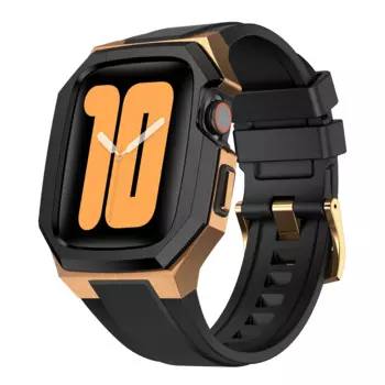 Роскошный металлический ремешок, модифицированный комплект для Apple Watch 9 8 7 45 мм, силиконовый резиновый спортивный браслет для IWatch 6 5 4 SE 44 мм