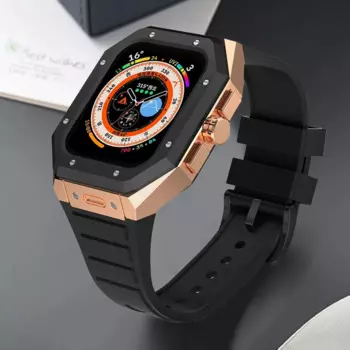 Роскошный модификационный комплект для планшетов Apple Watch 45 мм 44 мм, корпус из нержавеющей стали, резиновый ремешок для iWatch серии 9 8 7 se 6 5 4