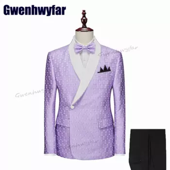 Роскошный мужской костюм Gwenhwyfar для свадебного смокинга, 2 предмета, элегантная мужская одежда для мужчин, костюм для выпускного вечера, пиджак и черные брюки