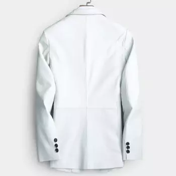 Роскошный мужской официальный блейзер из натуральной овечьей шкуры, белый приталенный Свадебный костюм, куртка из натуральной кожи, деловые мужские пальто