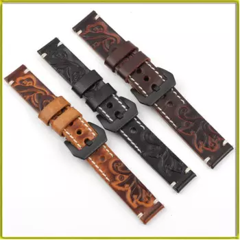 Роскошный ремешок для часов, классический кожаный ремешок с гравировкой, сменный кожаный ремешок для часов 18 20 22 24 мм для смарт-часов