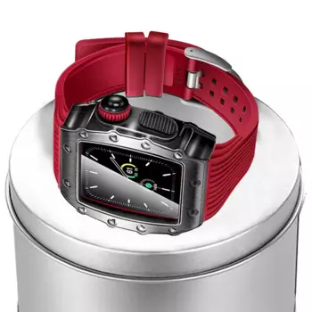 Роскошный ремешок для часов, ремешок для часов Apple Watch серии 9, 8, 7, 6, 5, 4, 44 мм, 45 мм, Мужской прочный силиконовый спортивный ремешок для часов iWatch 5/4 SE