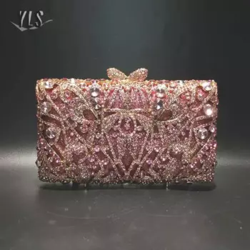Роскошный розовый серебряный золотой клатч с бриллиантами, женские элегантные сумочки, вечерняя женская сумка со стразами, 2024