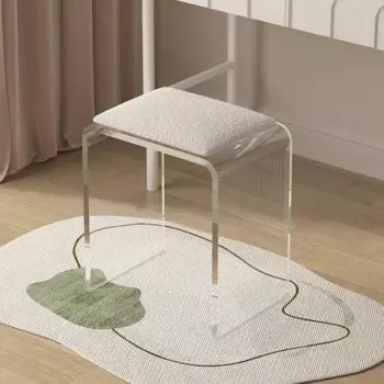 Роскошный стул для ног светильник-прозрачный акриловый стул для макияжа для спальни, стул из овечьей шерсти для девушек и домашняя мебель, стильное кресло под раковину