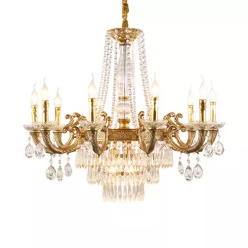 Роскошный свадебный декор в европейском стиле, подвеска из хрустальной меди, двойная латунная светодиодная Люстра для гостиной, столовой