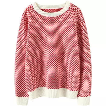 Роскошный зимний новый жаккардовый пуловер aliaga с геометрическим рисунком из 100% кашемира женский толстый джемпер оверсайз с круглым вырезом