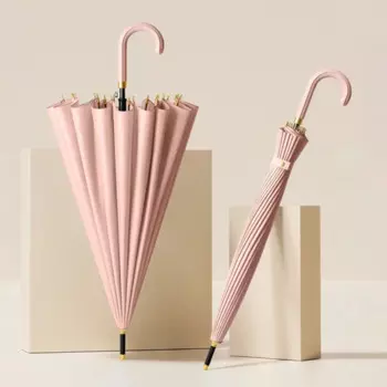 Роскошный зонт, Ветрозащитный прочный зонт с длинной ручкой и 24 спицами, Женский полуавтоматический фотозонт