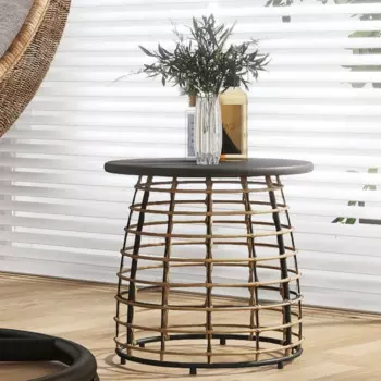 Ротанговый Железный журнальный столик для гостиной и балкона, подвижный угловой мини-столик из Красной сетки, современный роскошный боковой столик из искусственной кожи