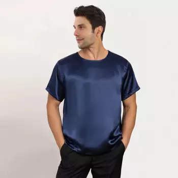 Футболка из шелкового шелка с круглым вырезом