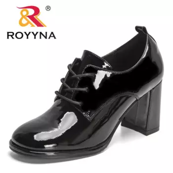 ROYYNA 2022 новые дизайнерские высококачественные Туфли На Шнуровке Для женщин из натуральной кожи Трендовые туфли-лодочки женские каблуки Свадебная Классическая обувь