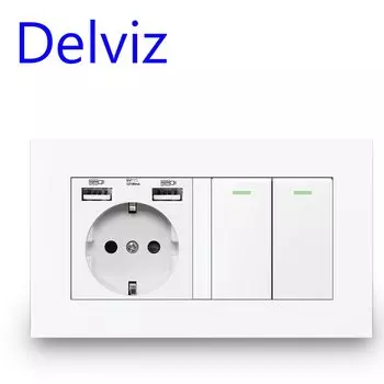 Розетка DELVIZ со встроенным USB, белая