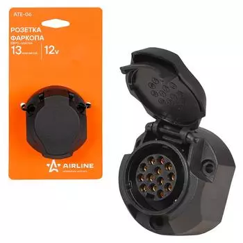 Розетка фаркопа 12В 13 контактов ЕВРО пластик AIRLINE ATE-06 ATE06