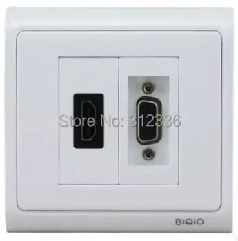 Розетка настенная, 86 мм, HDMI и VGA