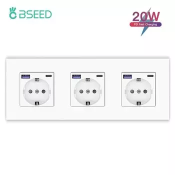 Розетка настенная BSEED с USB, 20Вт, 16А