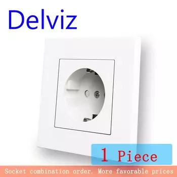 Розетка настенная Delviz, евро, 86 х86 мм, 110-250 в перем. Тока, 16 А