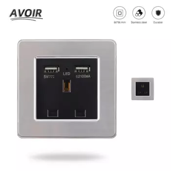 Розетка настенная с двумя USB-портами, 13 а