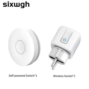 Розетка переключателя SIXWGH, вилка европейского стандарта, беспроводной пульт дистанционного управления, розетка включения-выключения, работает без батареи, водонепроницаемый настенный выключатель