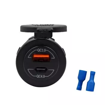 Розетка с двумя USB-портами для быстрой зарядки, Тип C 4,0 + USB