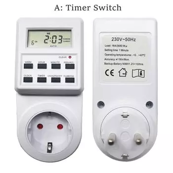 Розетка с таймером, 230 В, 16 А, программируемая на неделю, с ЖК-дисплеем, со стандартным/летним таймером
