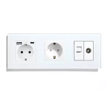 Bingoelec стеклянная розетка с USB Type-C 18Вт