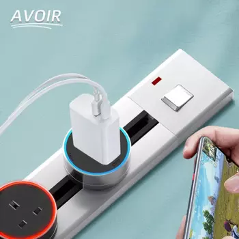 Розетка-удлинитель настенная алюминиевая, 40/60/80 мм