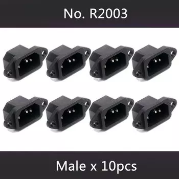 10 шт., черный 3 контакта, штекер IEC320 C14, входная вилка, розетка для монтажа на панель, переменный ток 250 В, 10 А