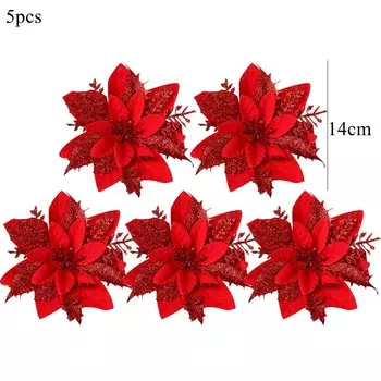 Рождественские цветы DIY House 5 шт. красные золотые синие