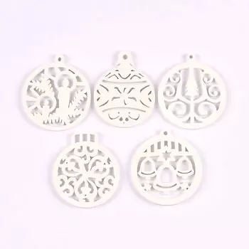 Рождественские шары деревянные белые 10 шт