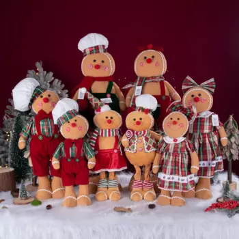 Рождественский пряничный человечек, декор, телескопическая кукла, милая шляпа шеф-повара, стоячая кукла, идеальный семейный праздник, макет сцены, реквизит
