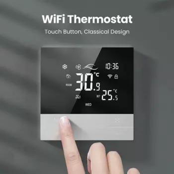 Розничная торговля Tuya Wi-Fi умный термостат переключатель отопления крутой 3-скоростной вентилятор катушка голосовой регулятор температуры