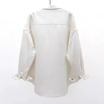 Розовая, белая джинсовая куртка с большим карманом и длинными рукавами, женская корейская модная ковбойская верхняя одежда, осенняя свободная джинсовая куртка средней длины, женская