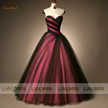 Розово-Красное и черное Тюлевое вечернее платье для выпускного вечера, плиссированное ТРАПЕЦИЕВИДНОЕ свадебное официальное платье с завязкой сзади, юбка принцессы, ручной работы