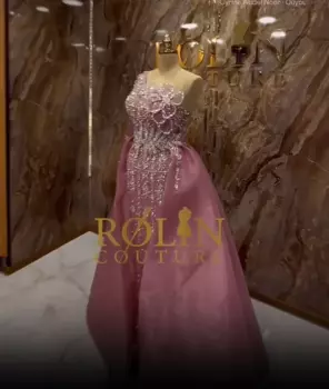 Розовое платье русалки без бретелек для выпускного вечера Ручная работа с бисером и кристаллами Вечерние платья русалки Vestidos De Gala Дубай Длинное вечернее платье