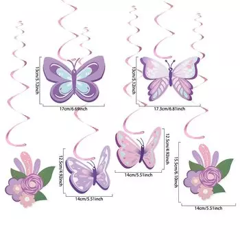 Розовые фиолетовые бумажные бабочки для декора