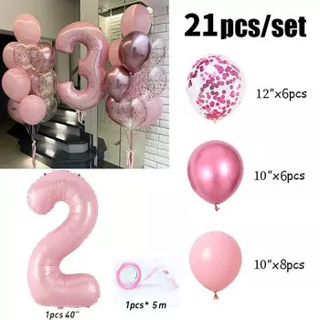 Розовые фольгированные шары Yaobener 40 дюймов для дня рождения