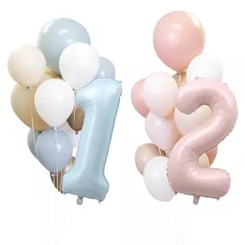 Розовые-голубые латексные шары с номером/сердцем DIY House