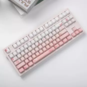 Розовые клавиши с 134 клавишами, боковая печать Sakura PBT, 5 боковых красителей, подсветка OEM по высоте, прозрачная для механической клавиатуры 65% 75 ANSI