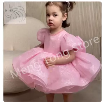 Розовые платья для маленьких девочек, фонарики из органзы, детское платье на день рождения, рождественское и новогоднее платье, подарок