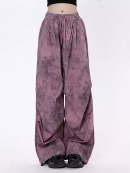 Розовые повседневные женские брюки, летние уличные брюки с драпировкой, прямые брюки