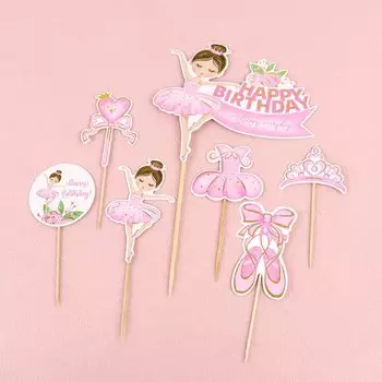 Розовый картонный топпер балерина MOONBIFFY