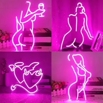 Розовый женский винный бокал, неоновая вывеска, привлекательные женские неоновые вывески для бара, аксессуары для ресторана, неоновые фотообои, акриловые USB-лампы