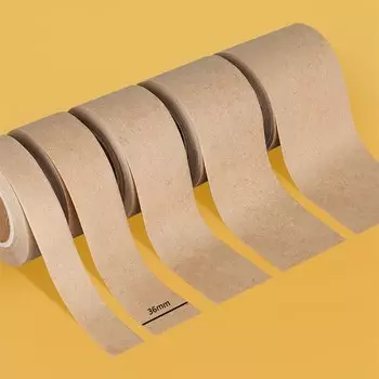 30 м биоразлагаемая Экологически чистая лента из крафт-бумаги, коричневая влажная активированная усиленная клейкая лента для рисования