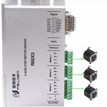 Rtelligent 20 шт. Nema 23 24 Драйвер шагового двигателя R60X3 Независимые управляемые три шаговых двигателя