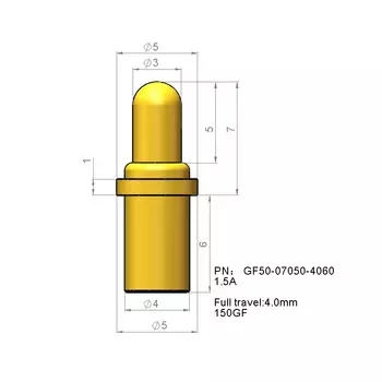 RTLECS Pogo Pin OD5.0-x 2A-20A золотистый