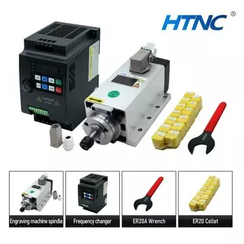 Ru Ship 2,2 кВт, 220 В, 24000 об/мин, 400 Гц, шпиндель с воздушным охлаждением + коллекция ER20 + инвертор HS320 VFD + ключ ER20A для гравера с ЧПУ