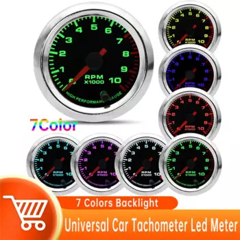Универсальный автомобильный тахометр RU 2 дюйма, 52 мм, измеритель об/мин 0 ~ 10000 об/мин с 7-цветной светодиодной указкой, измеритель об/мин для гонок на автомобилях, 12 В, 4/6/8 цилиндров